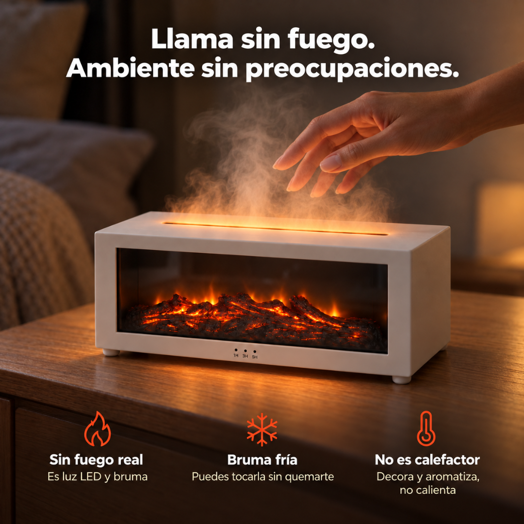 Humidificador con llama 3D sin fuego real